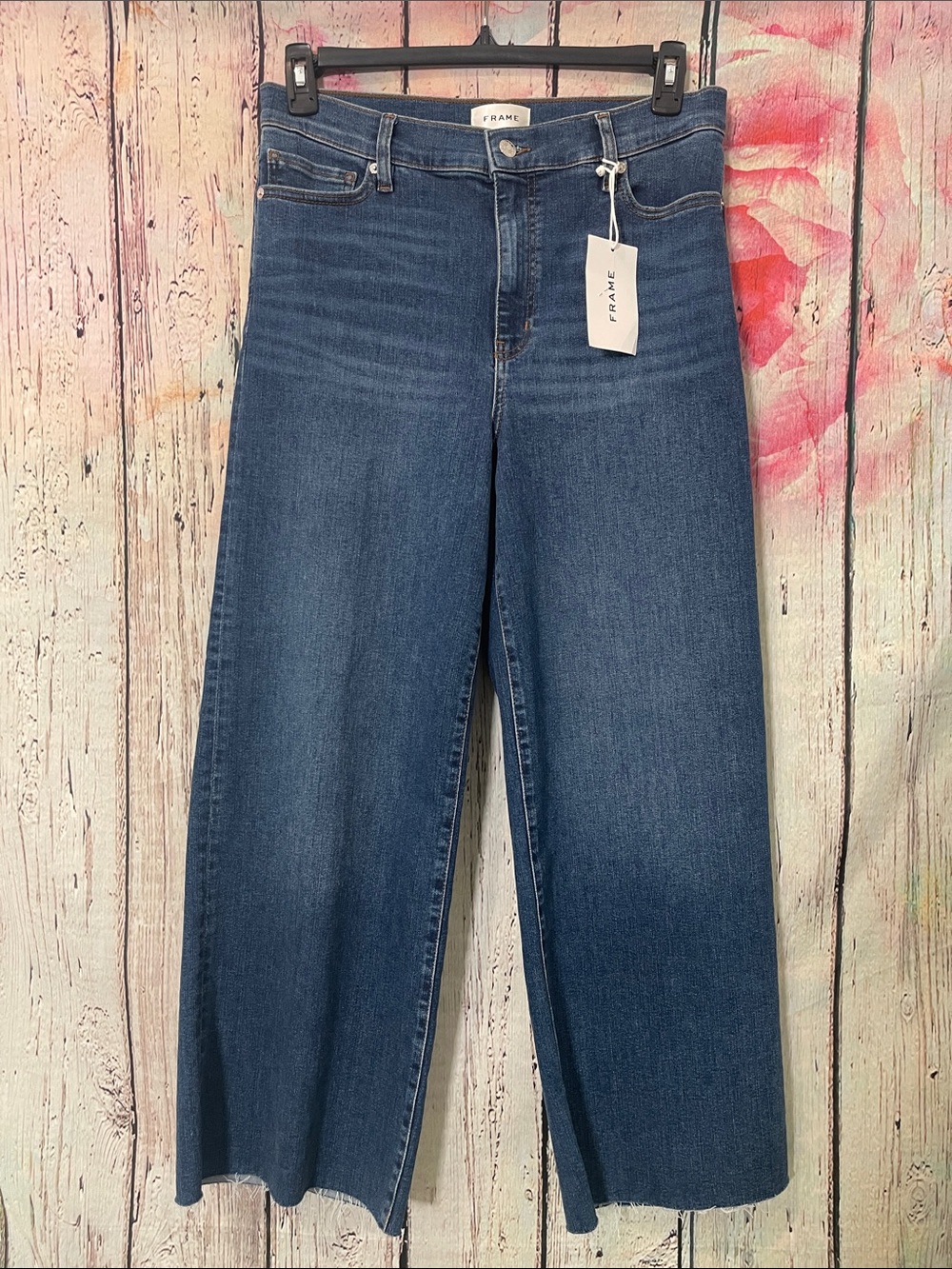 FRAME
Le Slim High Rise Ankle Crop Palazzo Jeans in Elixir R